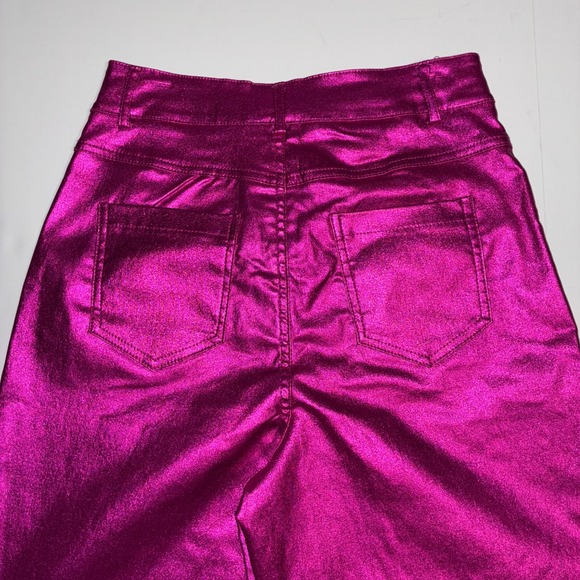 Lizette Collection Metallic Fuchsia Wide Leg Pants Size Medium - Picture 9 of 11